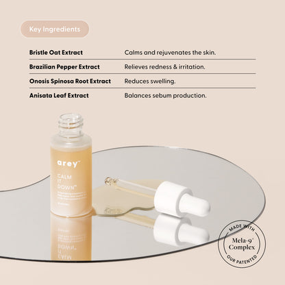 haircare product with key ingredients listed on a beige background