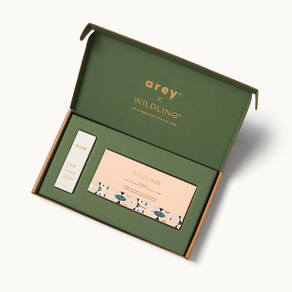 Green box with 'arey' and 'Wildling' branding on a white background
