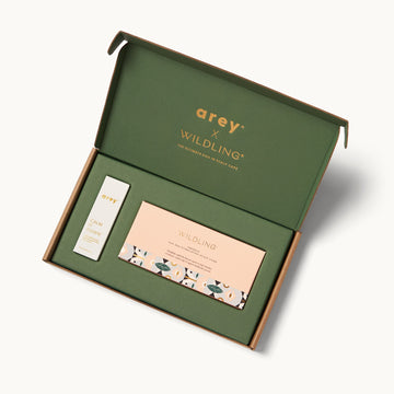 Green box with 'arey' and 'Wildling' branding on a white background