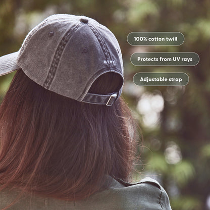 100% cotton twill, Protects from UV rays, Adjustable strap