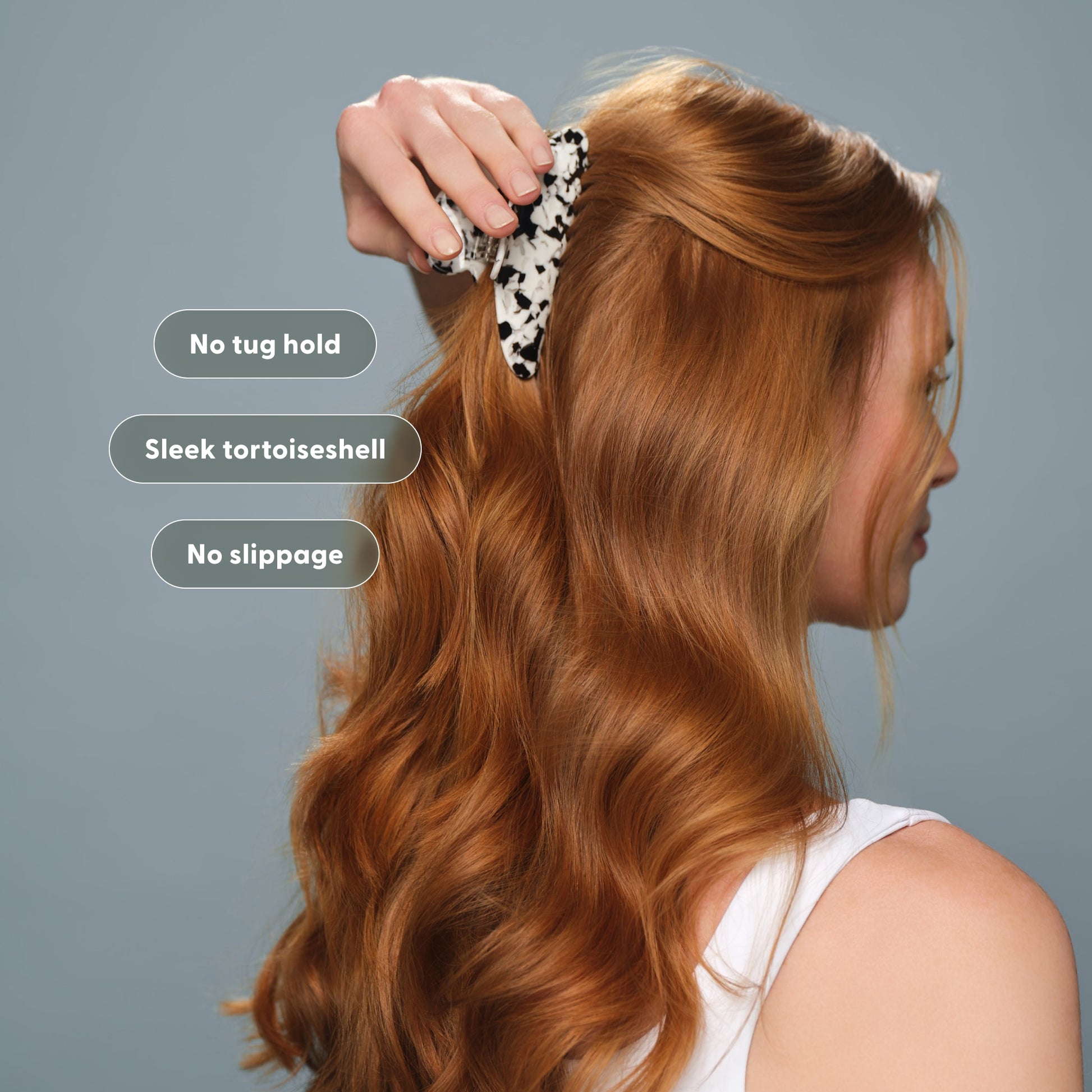 No tug hold. Sleek tortoiseshell. No slippage.