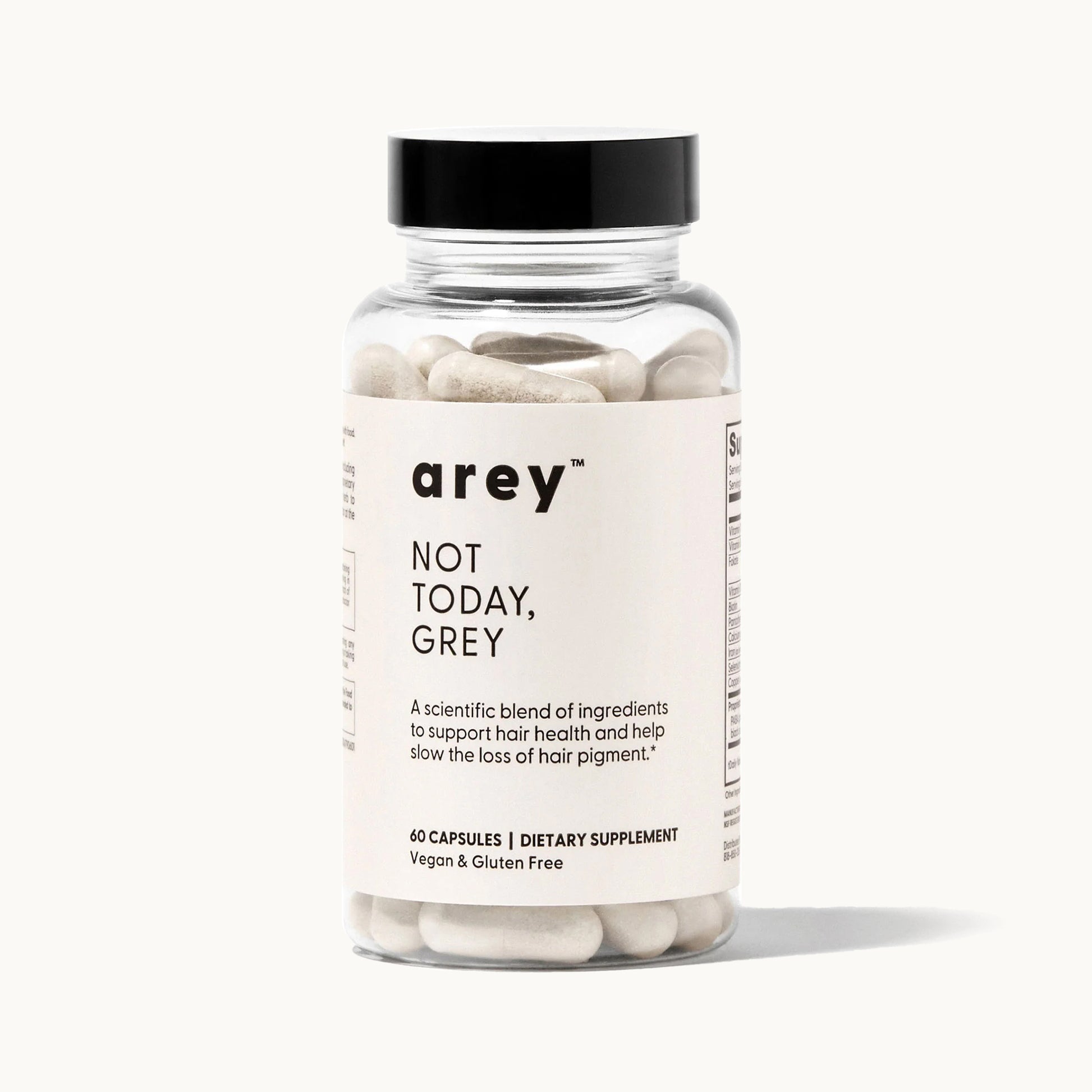 Supplement bottle labeled 'Not Today, Grey' on a white background