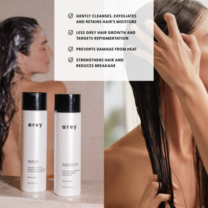 gently cleanses, exfoliates 
and retains hair’s moisture
less grey hair growth and Targets repigmentation
prevents damage from heat
strengthens hair and reduces breakage