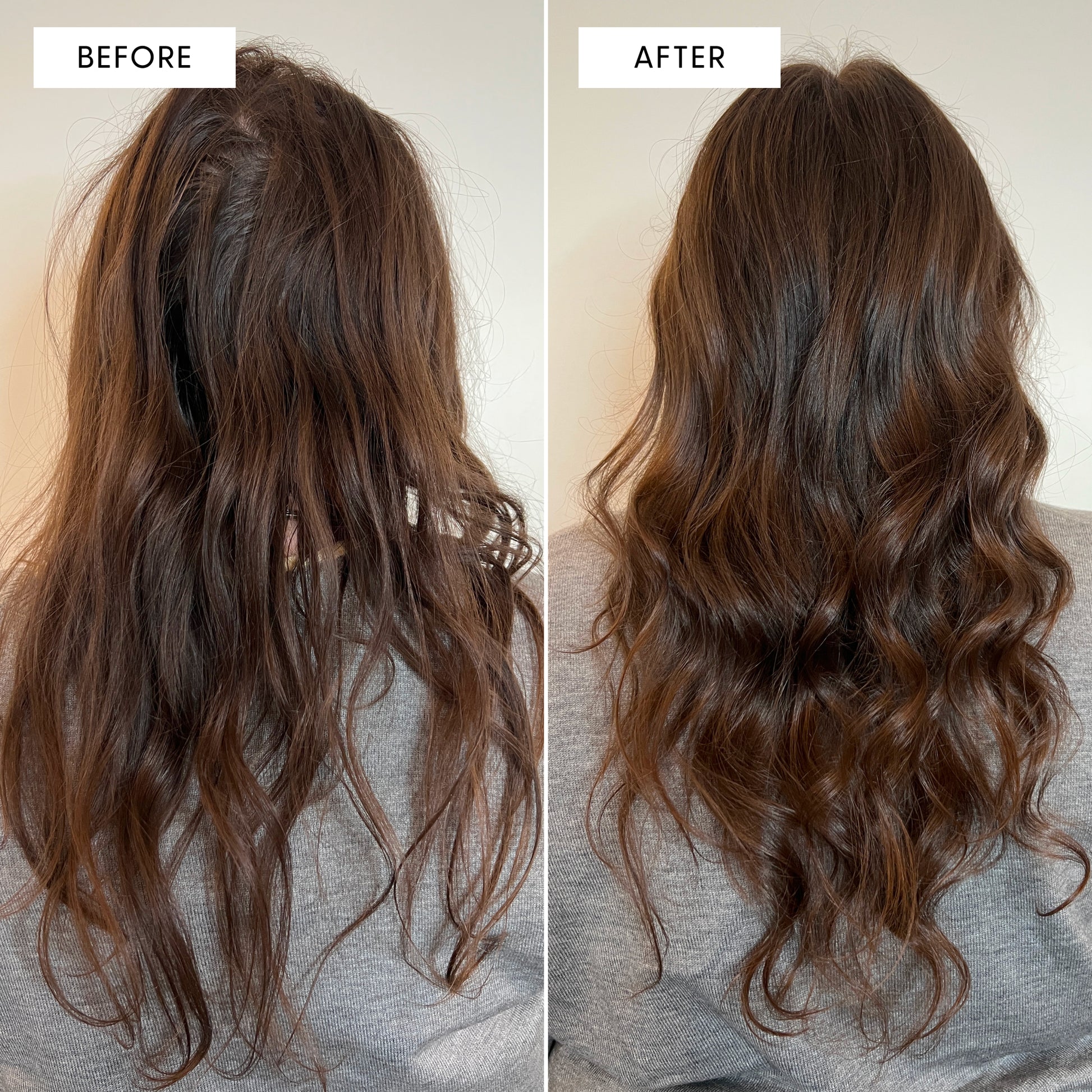 Before and after image using the care and repair set