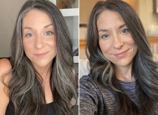 before and after using wash and not today grey