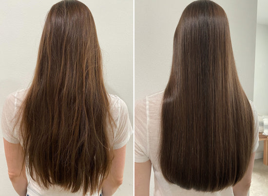 Before and after using the shower duo