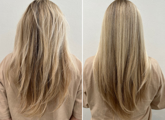 before and after using the duo, mend, and to the root