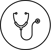 Stethoscope icon in a circular outline